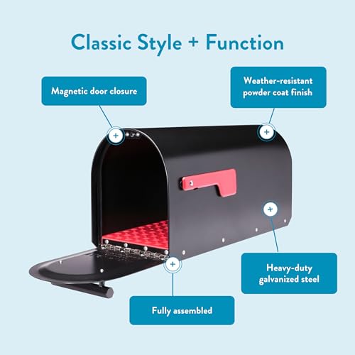 ARCHITECTURAL MAILBOXES 5560B-R-10 Architectural Mailboxes Sequoia Post Mount Mailbox, Large, Black