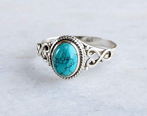 Turquoise Stone Ring 925 Sterling Silver Statement Ring For Women Handmade Rings Gemstone Christmas Promise Ring Size US 11 Gift For Her