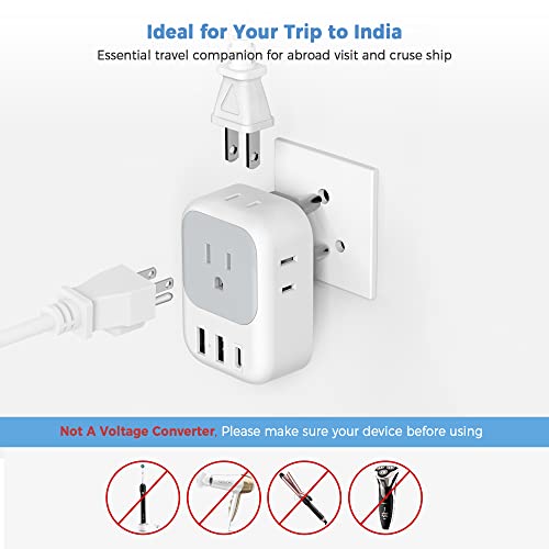 South Africa Plug Adapter 2 Pack, TESSAN Type M Power adapter with 4 AC Outlets 3 USB Ports(1 USB C), Travel Adaptor US to South Africa Botswana Zimbabwe Namibia Nepal