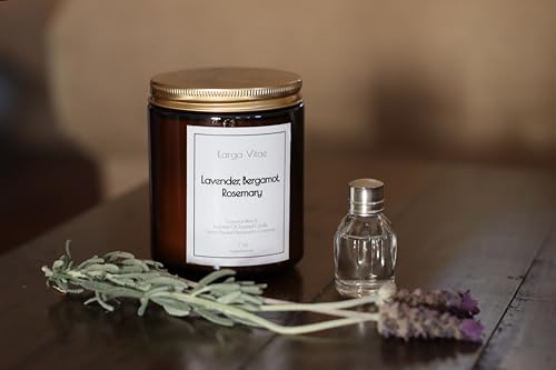 All-Natural Lavender, Bergamot, Rosemary Aromatherapy Essential Oil Candle, Safe for People and Pets, Made with Pure Sustainable Organic Vegan Coconut Wax, Allergy Friendly, Non Toxic, Zero Waste