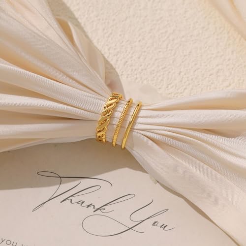 TOBENY Stackable Gold Rings for Women Non Tarnish Trendy 14K Gold Plated Stacking Cubic Zirconia Thin Thumb Ring Set Dainty Promise Wedding Bands Engagement Statement Rings for Women Size 6 7 8 9 10