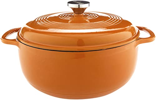 Lodge 6 Quart Enameled Cast Iron Dutch Oven with Lid – Dual Handles – Oven Safe up to 500° F or on Stovetop - Use to Marinate, Cook, Bake, Refrigerate and Serve – Lagoon