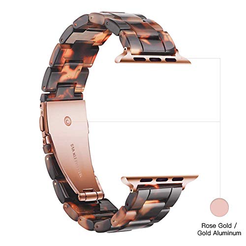 Light Apple Watch Band -Fashion Resin Apple Watch Series 9 8 Band Starlight Stainless Steel Buckle Apple Watch Bands Compatible with Apple Watch Series 9 8 7 SE 6 5 4 3 2(Pearl White, 38mm/40mm/41mm)