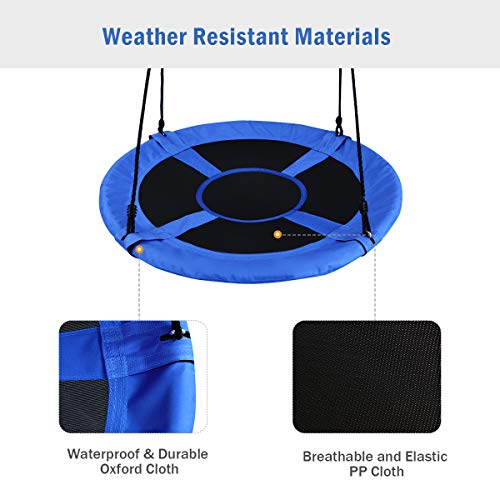 Costzon Tree Swing, 40 Inch Saucer Swing for Kids Outdoor, 700 lbs Weight Capacity Round Swing w/ 900D Waterproof Oxford Cloth, Adjustable Rope, Flying Swing for Backyard, Indoor & Outdoor Playground