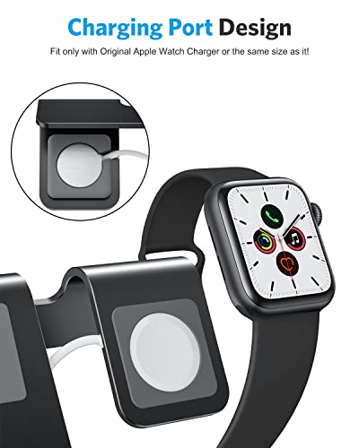 OMOTON Stand for Apple Watch - 2 in 1 Universal Desktop Stand Holder (Not Include Charger) for All iPhone 16 15 14 13 12 and Apple Watch Series 9/8/SE2/7/6/SE/5/4/3/2 (Both 38/40/41/42/44/45mm)-Black