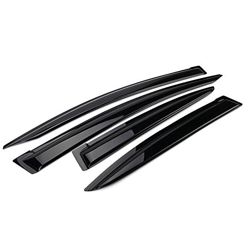 IKON MOTORSPORTS, Window Visor Compatible with 2012-2015 Honda Civic 4Door Sedan Only, Mug Style Acrylic Smoke Tinted Sun Rain Shade Guard Wind Deflectors, 2013 2014