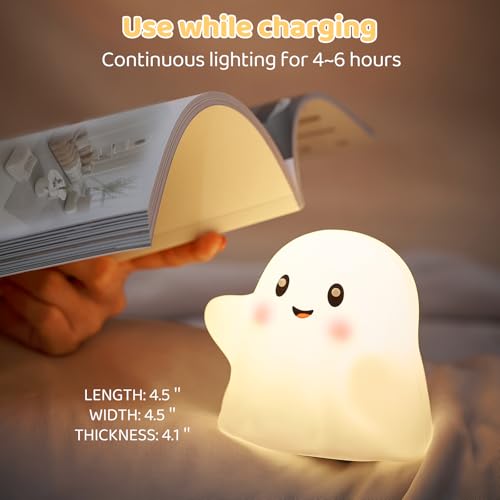 nextanG Boo Buddy Night Light for Kids – Cute Silicone Nursery Lamp with Premium LED, Eye-Caring Dimmable Touch Light, Rechargeable Battery Nightlight, Perfect Gift for Toddlers & Kids Bedroom