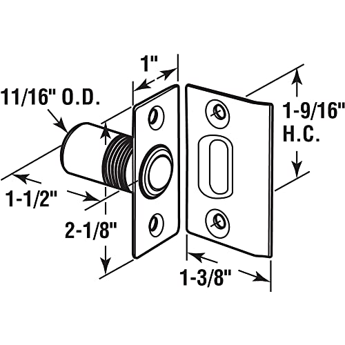 Prime-Line N 7287 11/16 in. Solid Brass Housing and Plates w Hinged Doors Steel Ball Catch and Inner Spring, 2-1/8