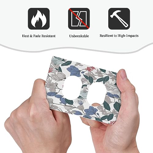 Boho Wild Flowers Farm Floral 4 Gang Rocker Decora Light Switch Cover Decorative Outlet Covers Wall Plate Electrical Faceplate Switchplate GFCI for Bathroom Home Living Room Decor