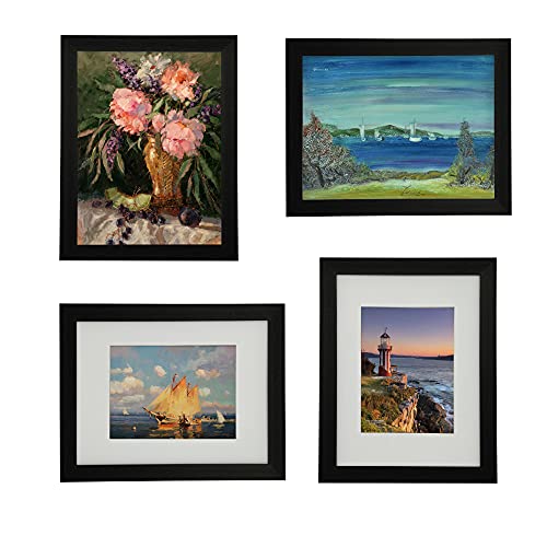 EVQUIT A5 Gallery Picture frames with A6 mat,Freestanding and Wall Mountable Photo Frame,Black
