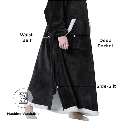 Bedsure Wearable Blanket Hoodie Women - Long Sherpa Hooded Blanket for Adult Women Men, Warm Cozy Blanket Sweatshirt with Giant Pocket and Belt, Winter Gifts for Girlfriend Mom, Standard, Magenta