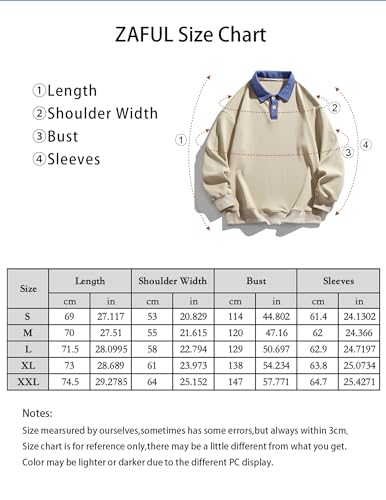 ZAFUL Men Pullover Sweater 1/4 Zip Long Sleeve Sweatshirt Cotton Blend Comfort Workout Coat Light Khaki M