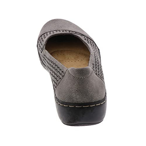 Clarks Women's Cora Iris Ballet Flat, Pewter Metallic Textile, 8.5