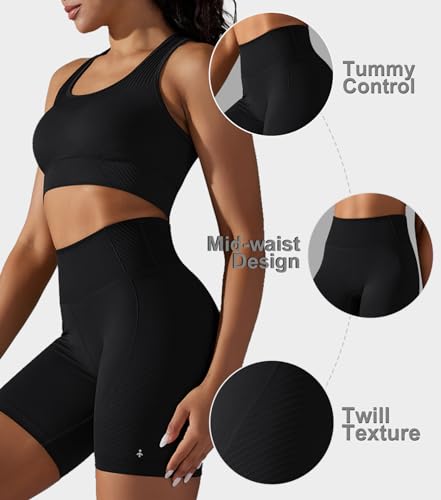 Orolay Yoga Shorts for Women - Tummy Control Butt Lifting Shorts Seamless Mid Rise Workout Running Tights Black X-Small