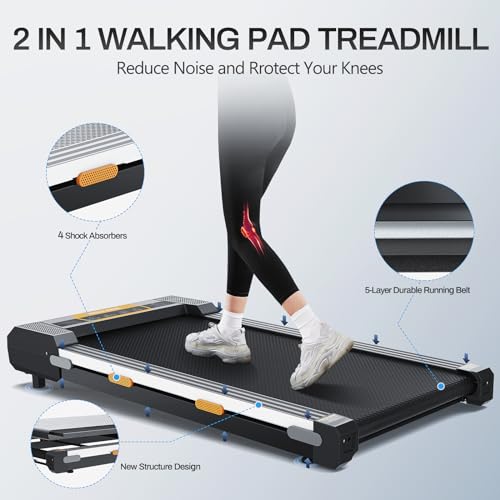 Walking Pad Treadmill with Incline Under Desk Treadmill, 2 in 1 Portable Compact Treadmill for Home with Remote Control, LCD Display, Small Walking Jogging Machine