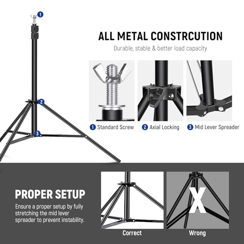 Neewer Backdrop Stand 10ft x 7ft, Adjustable Photo Studio Backdrop Support System for Wedding Parties Background Portrait Photography with 4 Crossbars, 8 Clamps,2 Black Sandbags and Carrying Bag-BLACK