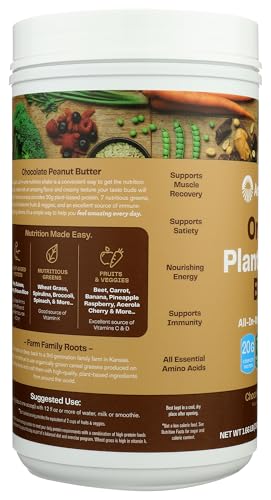 Amazing Grass Organic Plant Protein Blend: Vegan Protein Powder, New Protein Superfood Formula, All-In-One Nutrition Shake With Beet Root, Original, 18 Servings (Chocolate Peanut Butter)