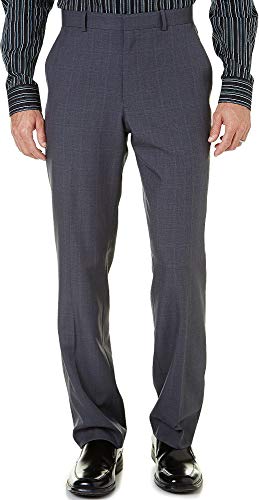 Perry Ellis Portfolio Men's Performance Dress Pant, Modern Fit, Non-Iron, Flat Front Stretch (Waist Size 30 - 42), Charcoal Plaid, 36W x 29L