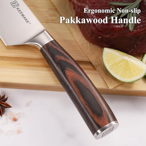 KEEMAKE Chef Knife 8 inch, Japanese Kitchen Knife with German High Carbon Stainless Steel 1.4116 Meat Knife, Gyuto Knife with Ergonomic Pakkawood Handle Knife for Kitchen Chopping Knife