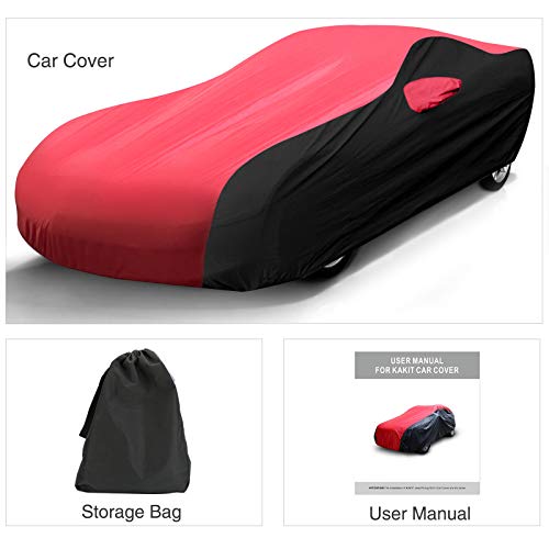 KAKIT Waterproof Car Cover for 1996-2004 C5 Stingray, Custom Fit C5 Cover No Faded UV Resistant for Chevy Corvette Outdoor/Indoor (Red & Black Combo)