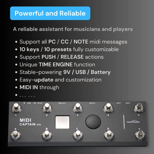 PAINTAUDIO MIDI Captain Foot Controller Multi-Effects Keyboards Synthesizer USB-MIDI musical software Bias with Time Engine Function Support all PC/CC/Note commander 10 Foot Switches