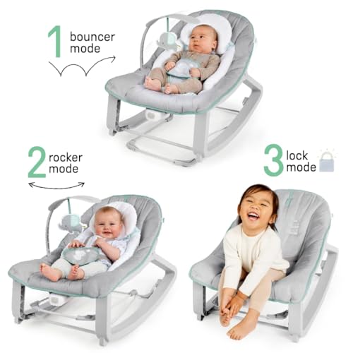 Ingenuity Keep Cozy 3-in-1 Grow with Me Vibrating Baby Bouncer, Seat & Infant to Toddler Rocker, Vibrations & -Toy Bar, 0-30 Months Up to 40 lbs (Weaver)
