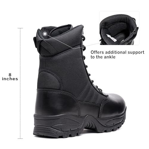WIDEWAY Men's Military Tactical Work Boots Black Combat Boots for Motorcycle Hiking (Tan, Adult, Men, 13, Numeric, US Footwear Size System, Medium)