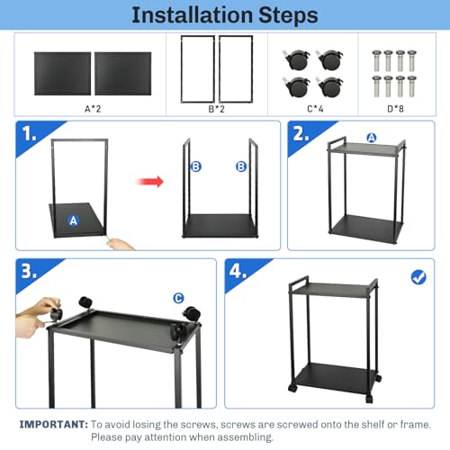 Liitrton Computer Tower Stand, 2-Tier PC Stand with Lockable Wheels CPU Holder Under Desk for Office Home (M)