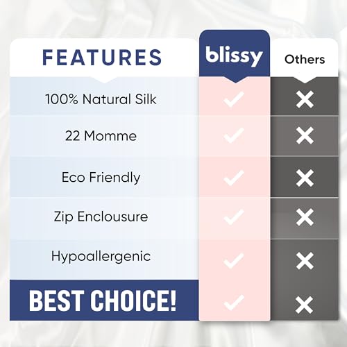 Blissy Silk Pillowcase - 100% Pure Mulberry Silk - 22 Momme 6A High-Grade Fibers - Silk Pillow Cover for Hair & Skin - Regular, Queen & King with Hidden Zipper (King, Pink)