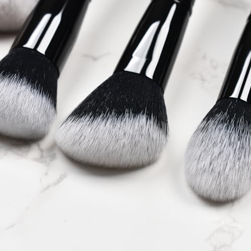 LORYP 4 Pcs Full Face Professional Makeup Brushes Set with Retractable Kabuki Airbrush For Powder,Liquid,Cream,Angled Blush Brush, Foundation Brush, Tapered Highlight Brush