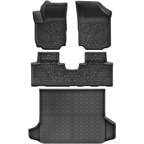 Floor Mats & Cargo Liner for Chevy Equinox/GMC Terrain 2024 2023 2022-2018, Custom Fit TPE All Weather Chevrolet Equinox Floor Liners and Rear Cargo Mat Waterproof Car Mats Set Accessories, Black