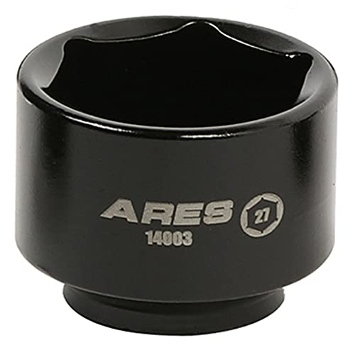 ARES 14003-27mm Low Profile Fuel Filter Socket - Low Profile Design for Easy Access - Chrome Vanadium Steel with Manganese Phosphate Coating to Resist Rust and Corrosion