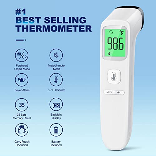 No-Touch Thermometer for Adults and Kids, FSA Eligible, Digital Baby Thermometer with Fever Alarm, 1 Second Result, Accurate & Easy to use