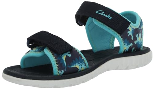 Clarks Surfing Tide Flat Sandal, Navy, 8 US Unisex Big Kid