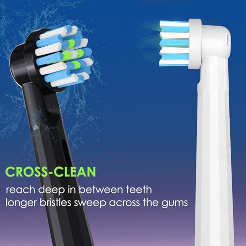 Replacement Toothbrush Heads Compatible with Oral B, Cross Sensitive Electric Brush Head Refills for Pro 1000 Genius X Smart 1500, Medium Softness Round Brush Head by BKIX