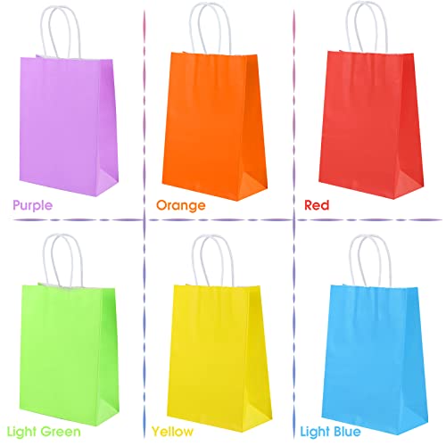 XPCARE 32 Pieces Paper Gift Bags, Kraft Paper Party Favor Bags Bulk with Handles for Kids Birthday, Baby Shower, Crafts, Wedding, Party Supplies (6 Colors)…