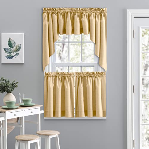 Ellis Curtain Lisa Solid 56" x 24" Tailored Tier, Butter