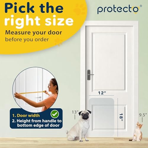 PROTECTO 18x12 Door Protector from Dog Scratching – Cat & Dog Scratch Guard for Indoor/Outdoor Use Easy Install on Doors, Walls, Glass & Screens
