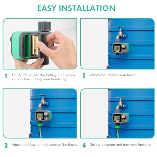 RESTMO Sprinkler Timer, Water Timer for Garden Hose, Outdoor Faucet, Lawn Watering, Automatic Control, Manual Watering, Ball Valve System Compatible with Rain Barrel, Zero/Low Water Pressure Watering