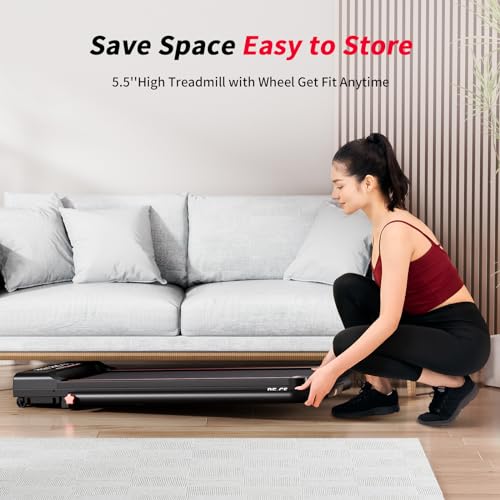 RHYTHM FUN Foldable Treadmill, 300 lb Capacity Walking Pad 2.5HP Treadmill Under Desk, Portable Treadmill for Home and Office, Folding Treadmill 2 in 1 with Remote Control, LED Display