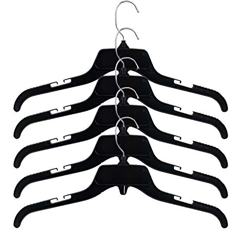 HangOn Shirt Hangers Recycled Plastic with Notches, Black, 17 Inch Pack of 25