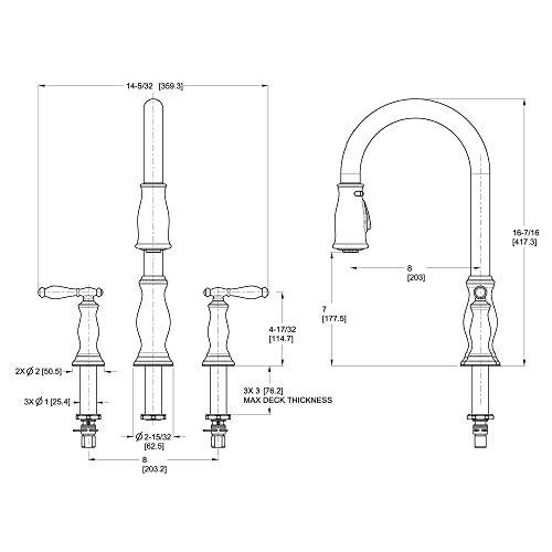 Pfister Hanover Kitchen Faucet with Pull Down Sprayer and Soap Dispenser, 2-Handle, High Arc, Tuscan Bronze Finish, F5314HNY