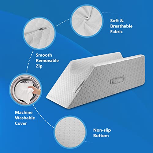 Forias Leg Elevation Pillows for After Surgery, Injuries or Rest, Memory Foam Leg Pillows for Sleeping Leg Elevating Pillow Wedge Pillow for Sciatica Back Knee Hip Ankles Pain Relief
