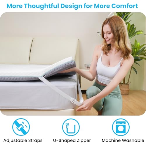 Releep 3 Inch Firm Mattress Topper Twin Size, Re:flip Memory Foam Bed Topper with Soft & Firm Options for Pain Relief, Mattress Topper with 2-Sided Cover, Ergonomic 5-Zone Design, CertiPUR Certified