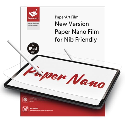 bersem 2 Pack New Paper Nano Screen Protector Compatible with iPad Pro 11 Inch 2024 (M4), Matte PET Film for Paper Art Writing, Nib Friendly, Anti-Glare, Easy Installation, Nano-Texture
