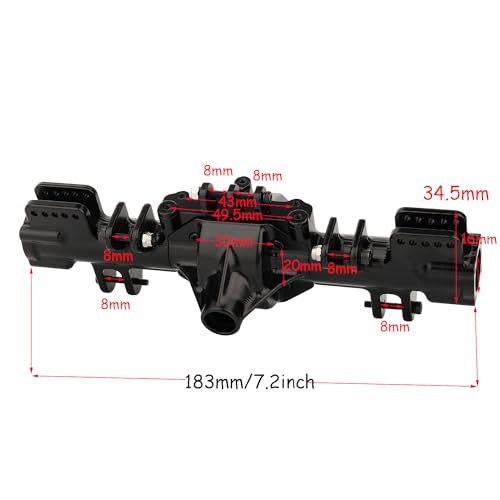 RZXYLRC Aluminum Alloy DIY Axle Housing for RC Car 1/8 Losi LMT Monster Truck Metal Upgrade Parts (Black)