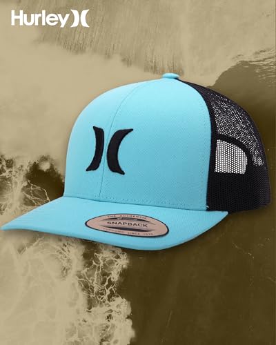 Hurley Men's Caps - Del Mar Mesh Panel Baseball Cap Trucker Hat - Snap Back Hats for Men, Aqua