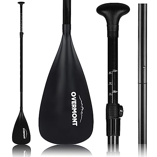 Overmont SUP Paddle Carbon Fiber - 3 Piece Adjustable Stand Up Paddleboard Paddle - Lightweight Adjustable Durable Paddle Oar