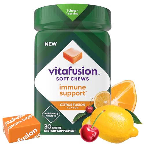 Vitafusion Soft Chews Immune Support (1), Adult Chewable Vitamin C for Immune Support, Individually Wrapped, Citrus Fusion Flavor, 30 Chews, 30 Day Supply