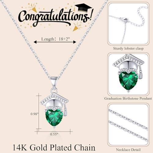 2024 Graduation Gifts Birthstone Neckalce for Women Graduation Cap Heart Pendant Necklace for Teen Girls August Birthstone Necklace Law School Graduation Gifts Girlfriend Daughter Birthday Jewelry